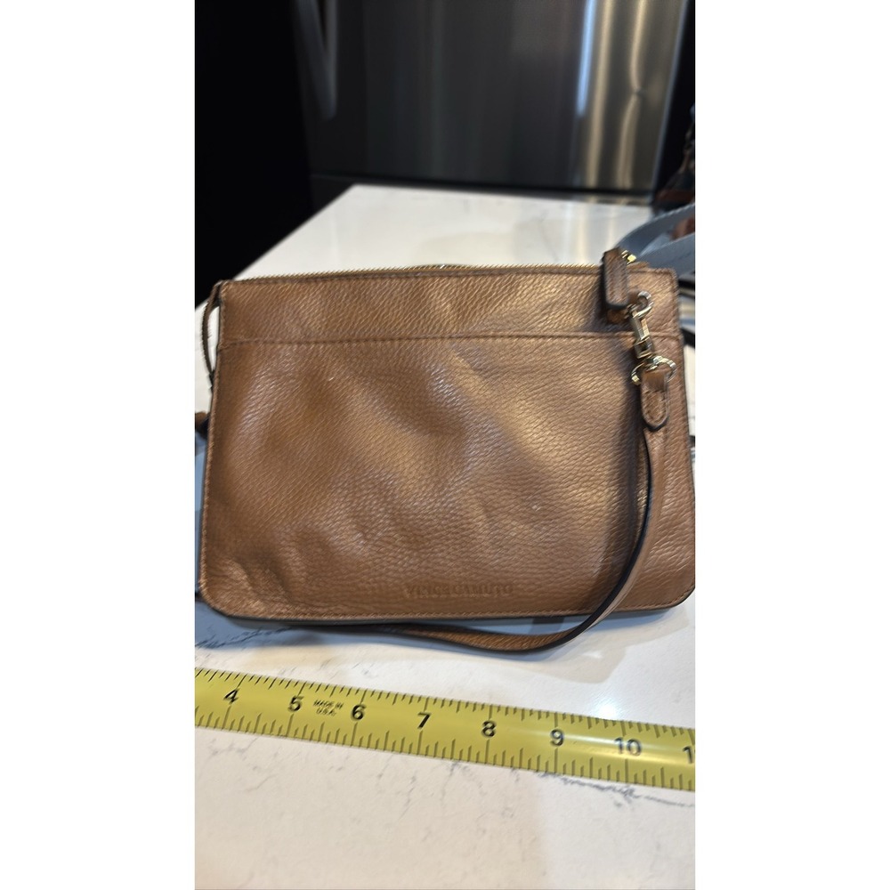 Vince Camuto Brown Pebbled Leather Small Crossbody